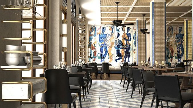 Das Restaurant im Gran Hotel Montesol Ibiza wirkt nun heller und kombiniert verschiedene Stilrichtungen zu einem harmonischen Gesamteindruck (Foto: Curio, 2016)
