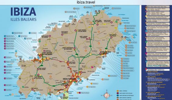 Kostenlose Karte der Insel Ibiza von Ibiza.travel.